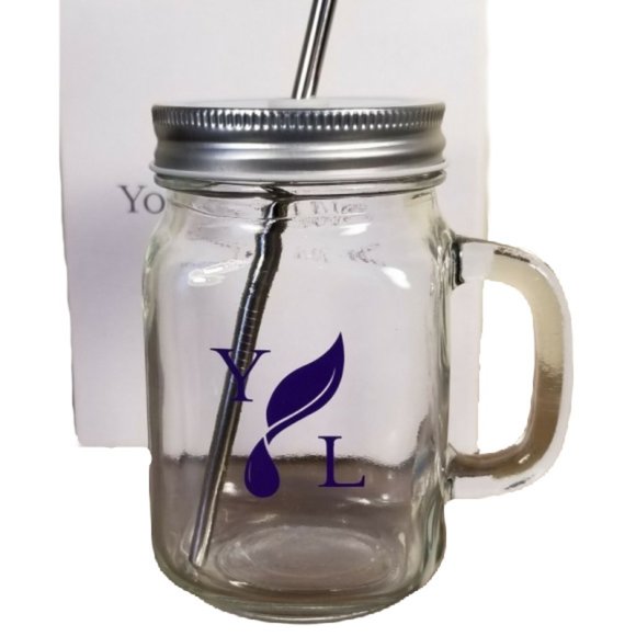 Young Living Mason Jar Mug w/ Stainless Straw - Picture 4 of 10